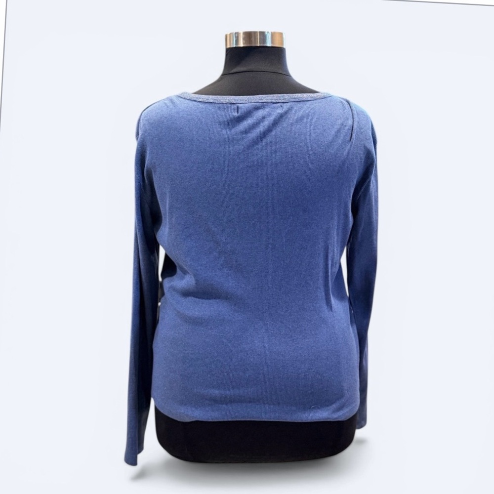 NWT Weatherproof Brand Organic Cotton Henley V-neck Rhinestone Button LS Top - Picture 3 of 6